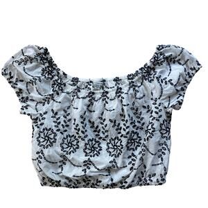 American Eagle Eyelet Embroidered Crop Top Size M Square Neck Cottagecore